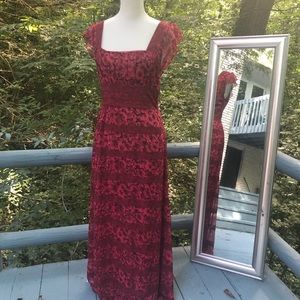 Free People Burgundy Red Floral Maxi Dress sz 4